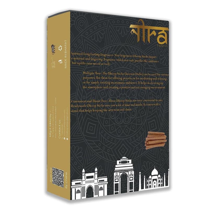 NIRA Fragrances Natural & Organic Rose Long Lasting Fragrance Cow Dung Dhoop Sticks for Pooja 80 Pices Bambooless charcoal free Incense Sticks for Ideal for Prayers Free Dhup Stick Stand view 2