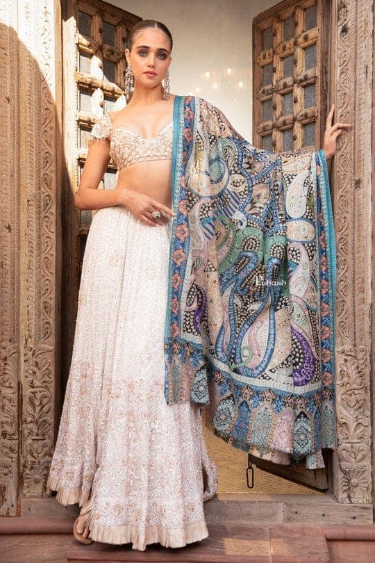 Embroidered Paisley Motif Pashmina Shawl view 3
