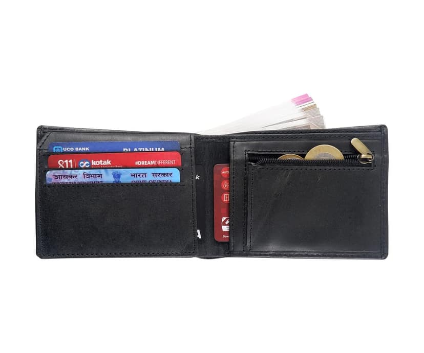 Vital King Men Trendy Black Genuine Leather RFID Wallet (9 Card Slots) view 4