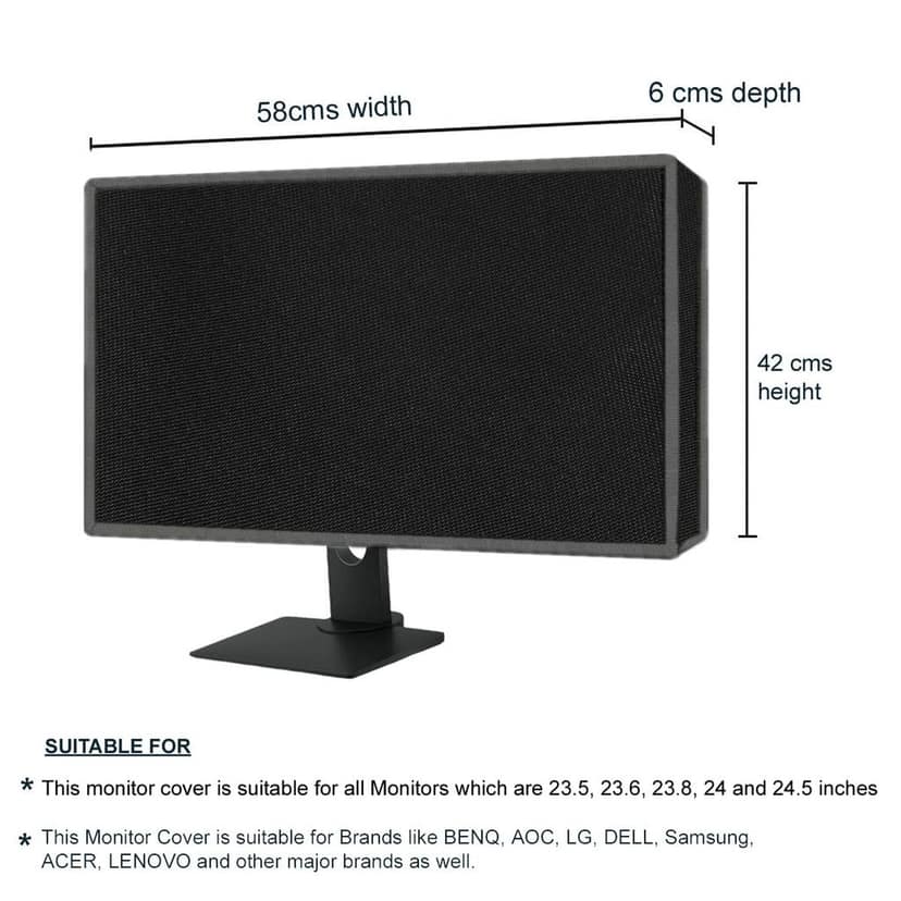 PalaP Super Premium Dust Proof Monitor Cover for VIEWSONIC 23.8 inches Monitor (Black) view 3