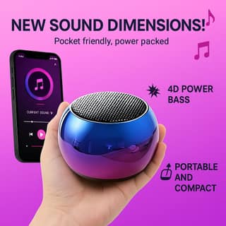 Mini Boom Bluetooth Speaker – Deep Bass | Type-C Fast Charging | Powerful Sound in Small Size