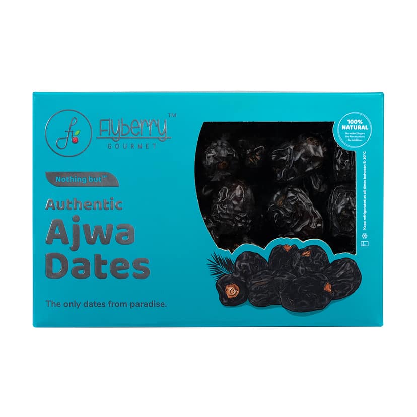 Flyberry Gourmet Ajwa Dates (Khajoor/Khajur) 400g | 100% Natural | Rich in Calcium, Iron and Potassium | Instant Energy