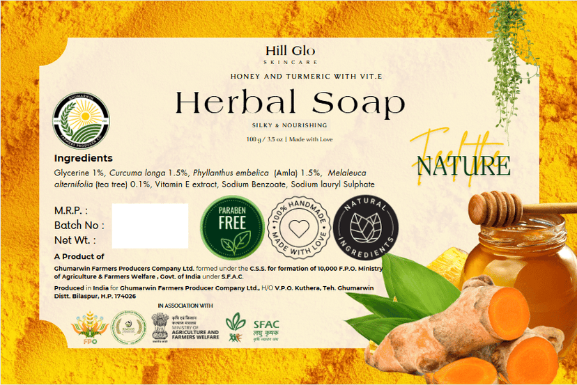 Hill Glo Herbal Soap – Honey,Turmeric with Vitamin E (Pack of 4 x 100g) view 4