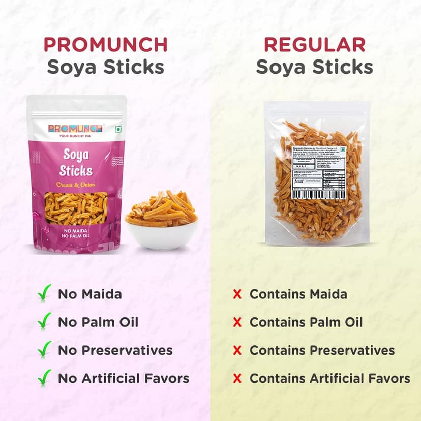 PROMUNCH Soya Sticks - Cream & Onion (Pack of 8; 30g Each) view 4