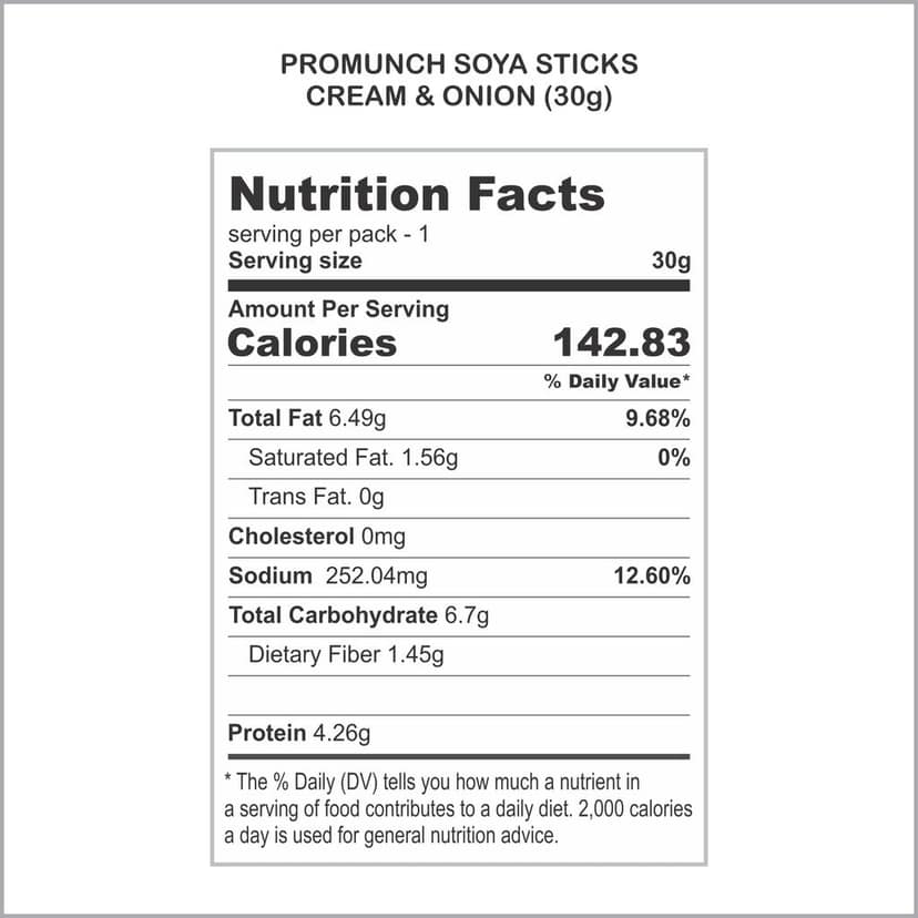 PROMUNCH Soya Sticks - Cream & Onion (Pack of 8; 30g Each) view 6