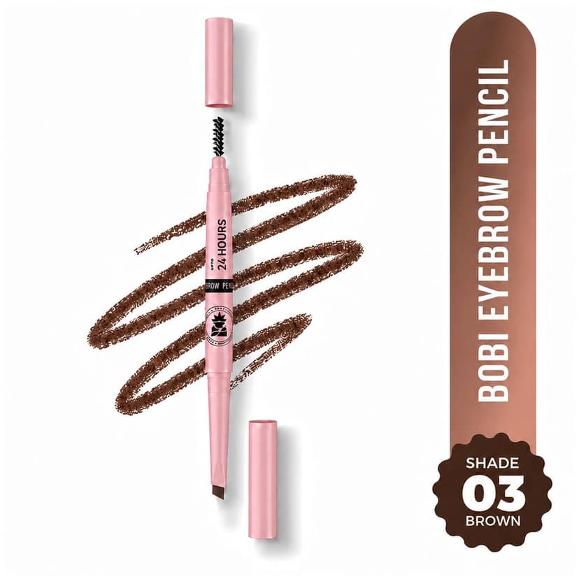 BOBI Eyebrow Pencil Brown | Waterproof Smudgeproof Finish | Built-In Spoolie Brush | Long Lasting Smooth Texture | Paraben-Free Cruelty-Free | Precision Brow Definer-5gm