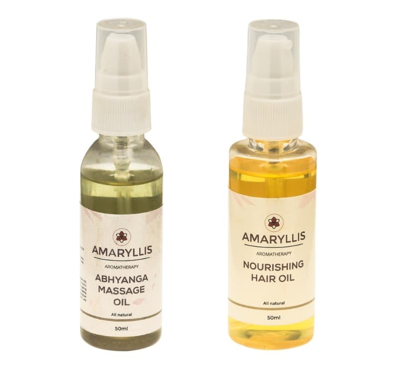 Amaryllis Ayurvedic Abhyanga & Hair Oil Combo Pack (Set of 2) | Holistic Wellness & Scalp Therapy | Full Body Massage