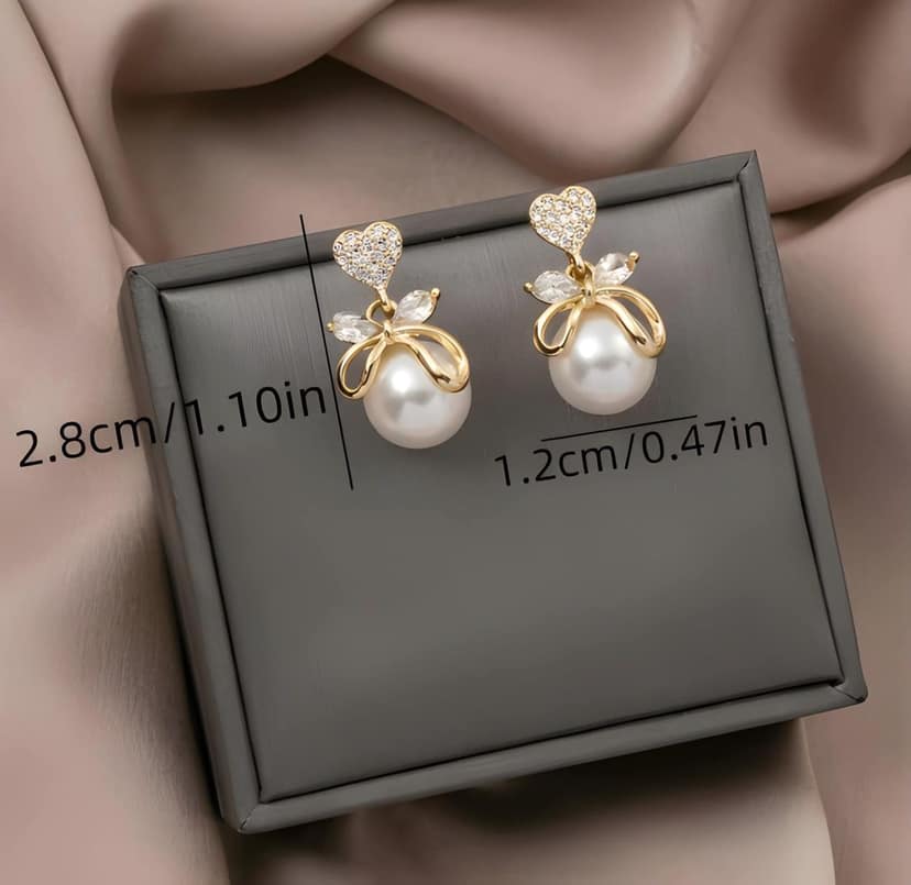 Retro Korean Bowknot Pearl Stud Earrings Jewelry Wedding Party Earrings for Women Girls Elegant Fashion Jewellery view 3