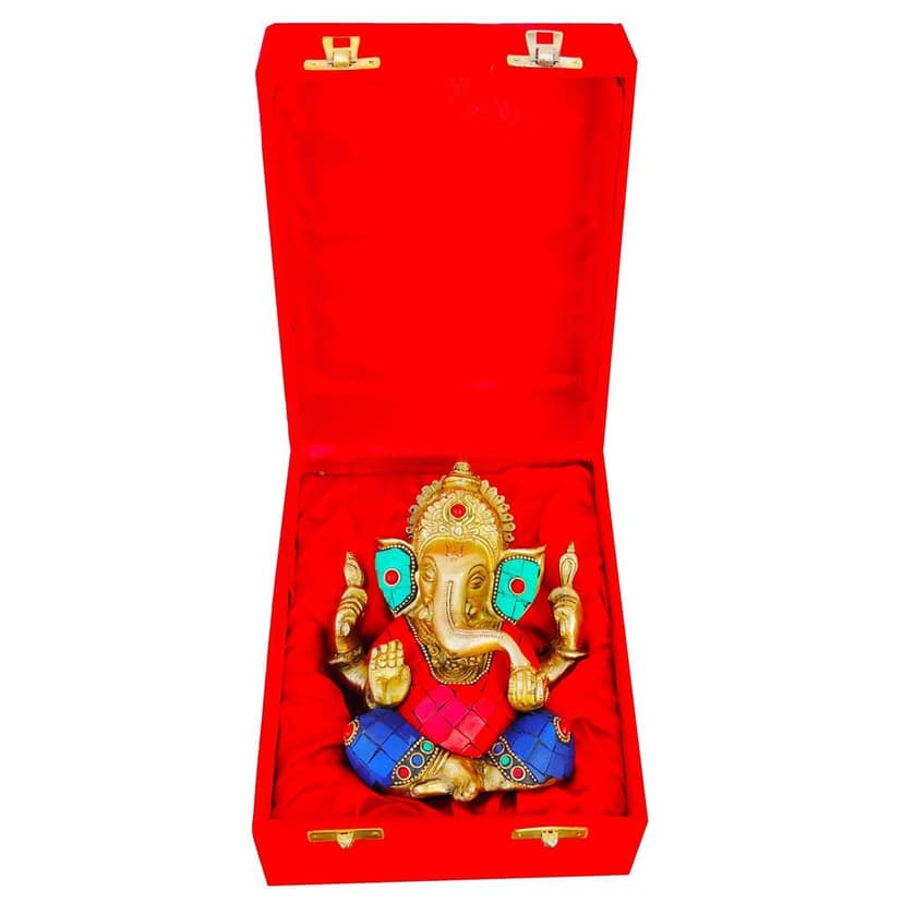 Brass Showpiece Ganesh Ji Stone God Idol Statue (BSMAS656) view 5