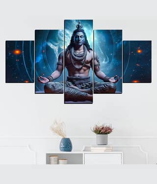 SNDArt Set Of 5 Lord Shiva Wall Paintings For Living Room Gift Items 18 x 30 inch