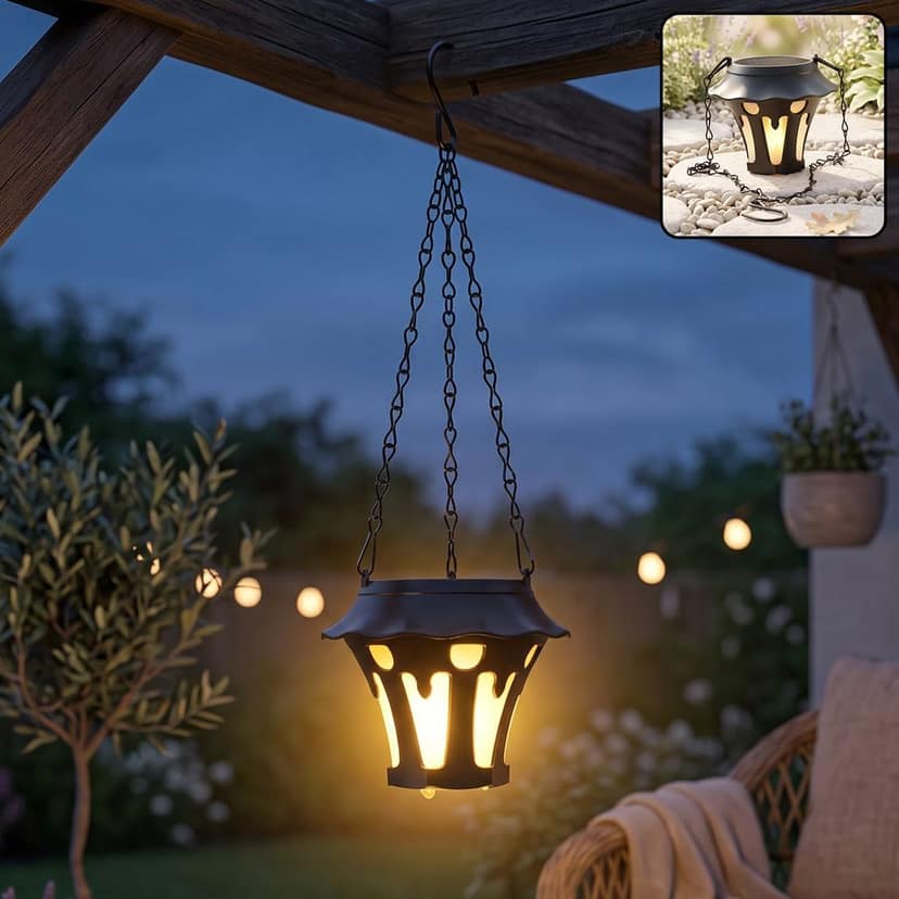 Solar Powered Outdoor Hanging Lantern for Garden Patio and Balcony Decor view 3