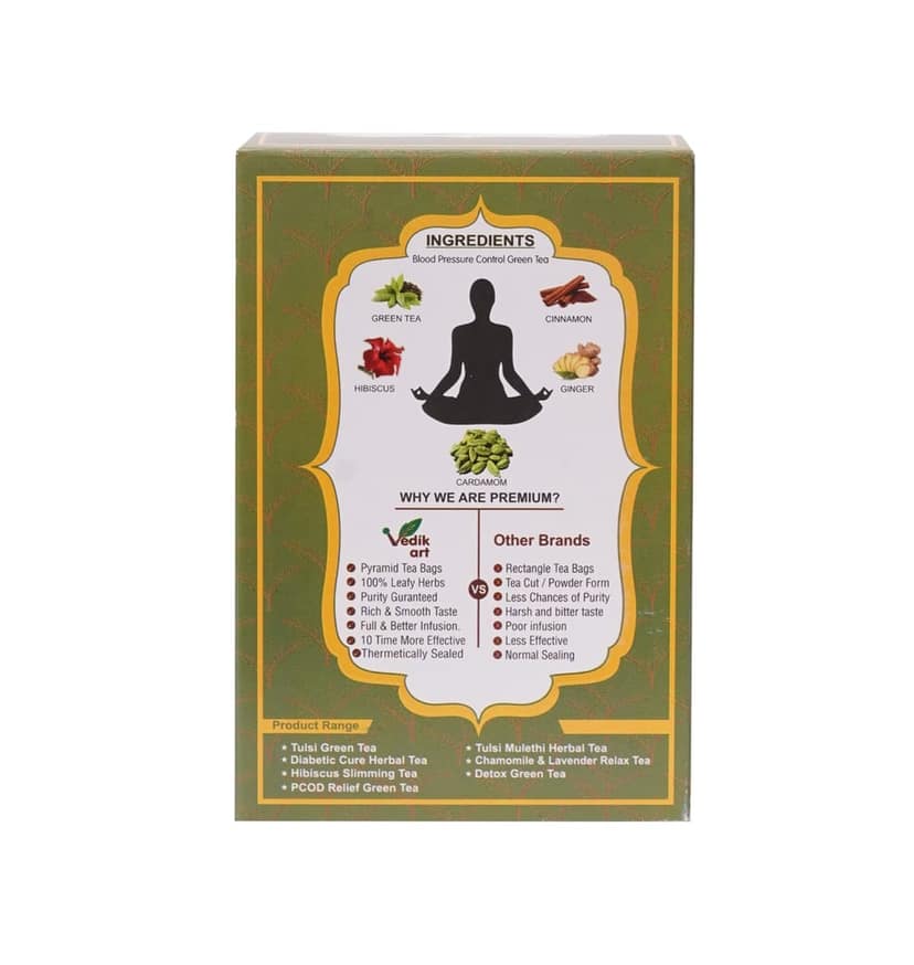 **"Vedikart Blood Pressure Control Green Tea - 20 Pyramid Tea Bags"** view 2