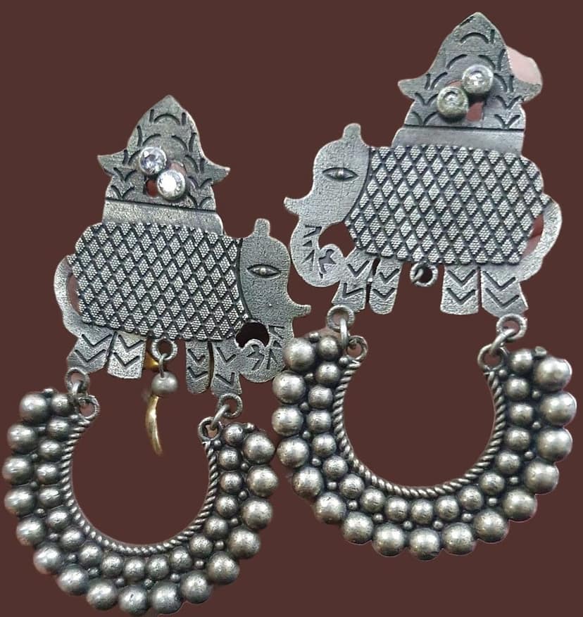German Silver Oxidized Beautiful Earrings