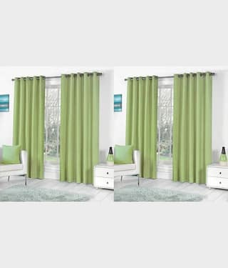 N2C Home Solid Semi-Transparent Eyelet Curtain 7 ft ( Pack of 4 ) - Green