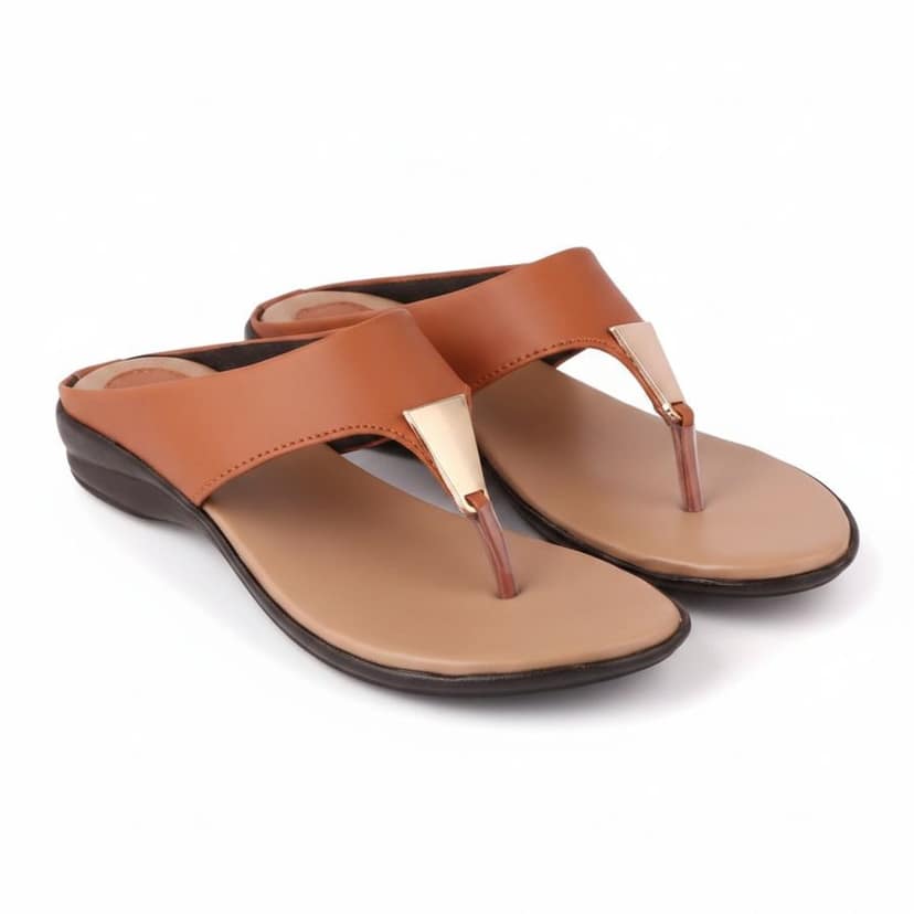 Women's Elegant Tan Flat Sandals view 2