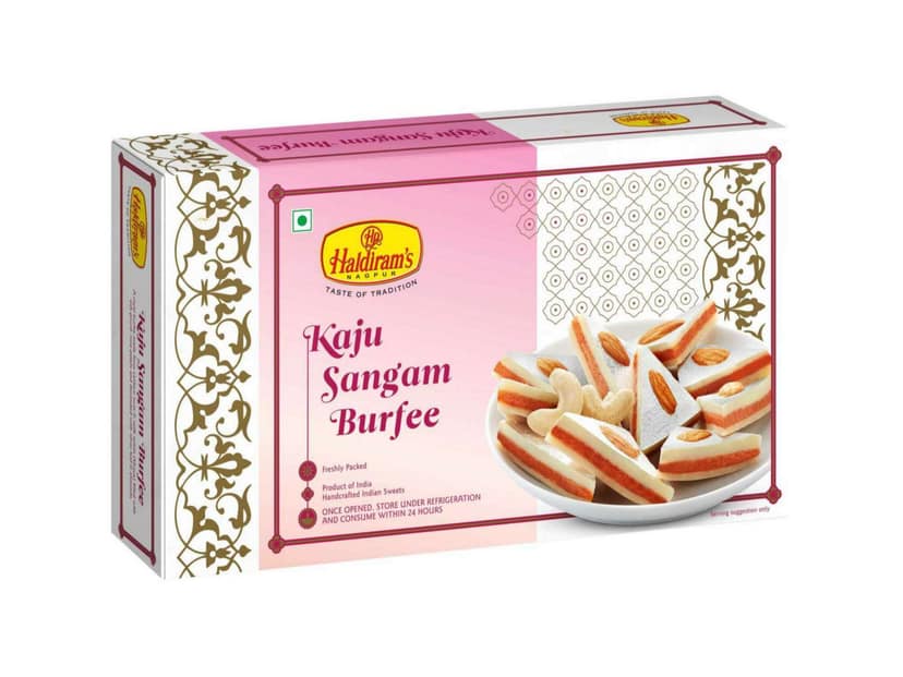 Haldiram's Kaju Sangam Burfee Packed Sweets - 250 Gm - Pack of 2