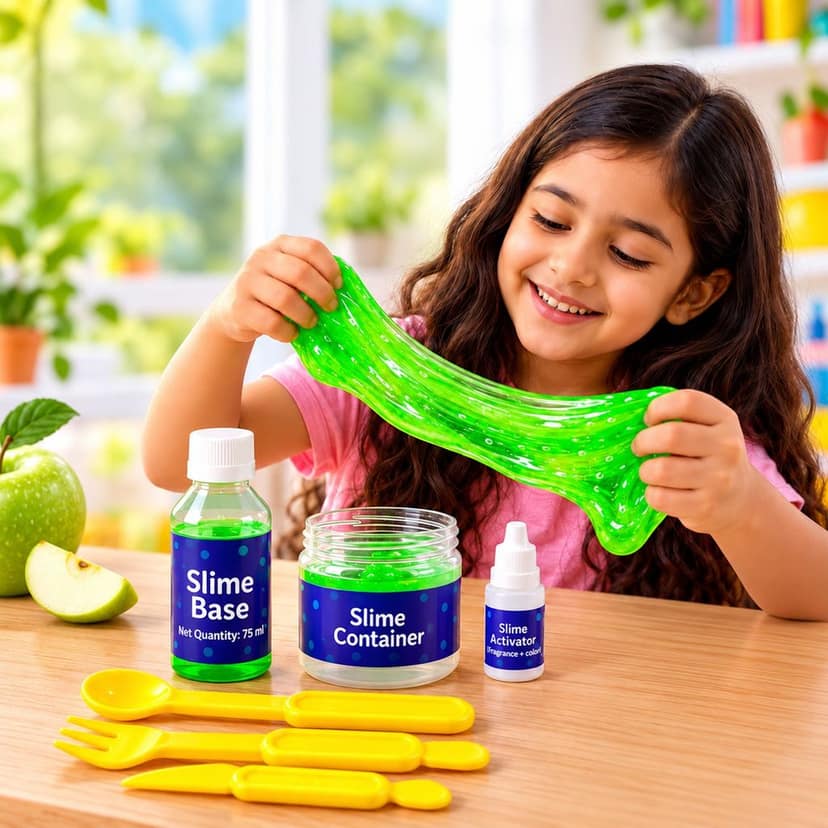 Green Apple Scented DIY Slime Making Kit for Kids Creative Play (6 in 1)