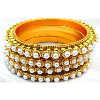 Omsar Jewelry Copper Gold-plated Kada (Pack of 4)