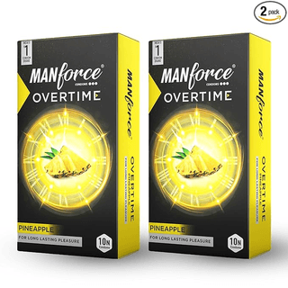 MANFORCE Overtime Pineapple 3in1 (Ribbed Contour Dotted) Condoms - 10s (Pack of 2) Condom (Set of 2 20 Sheets)