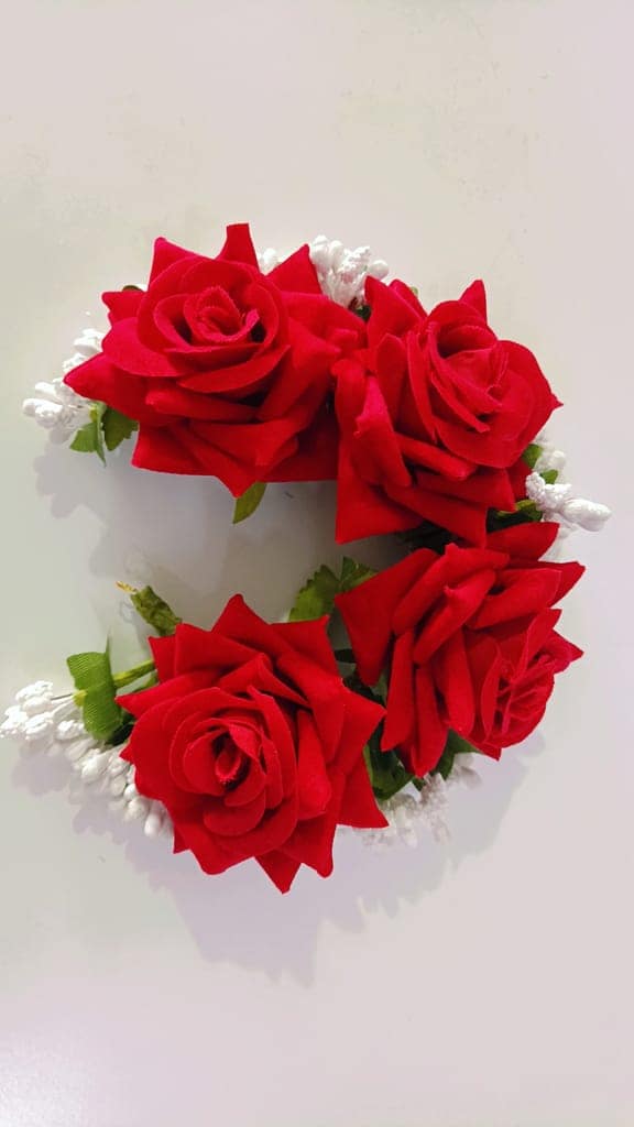 Artificial Rose with White Parag Hair Brooch. view 3