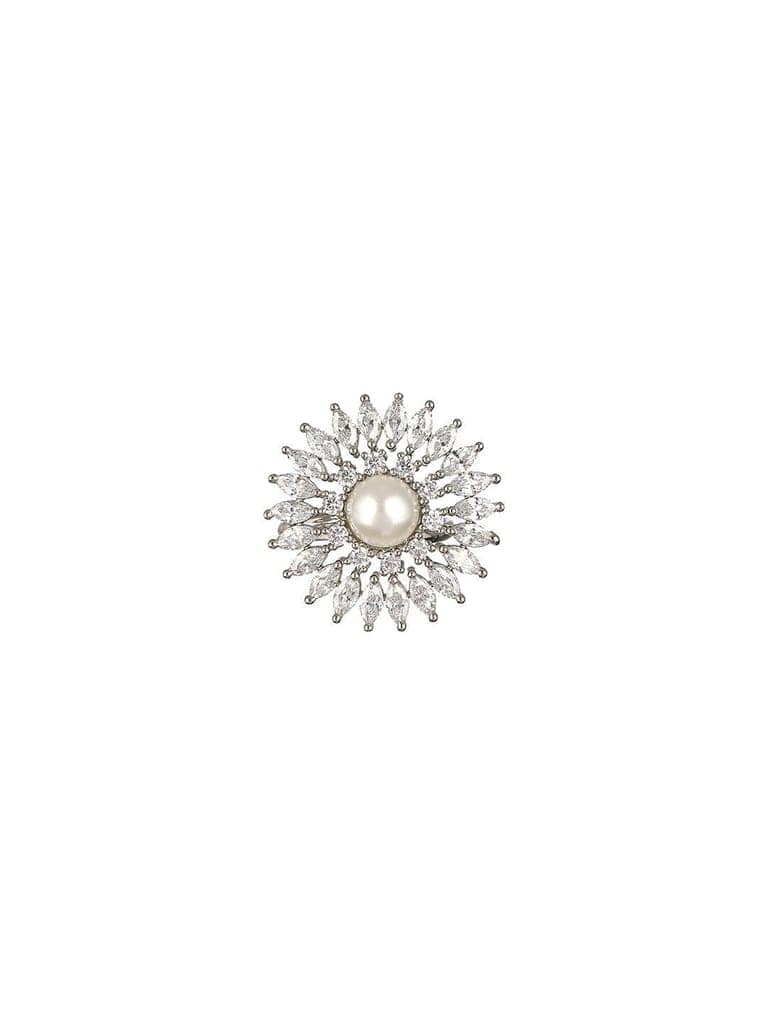 Silver Plated Pearl Studded Minimal Finger Ring view 2