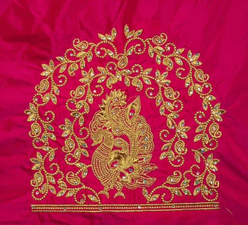 Embroidered Blouse Design With Zari Work view 3