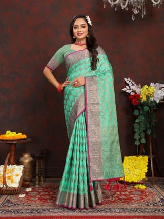 Soft katan silk saree with zari weawing design...