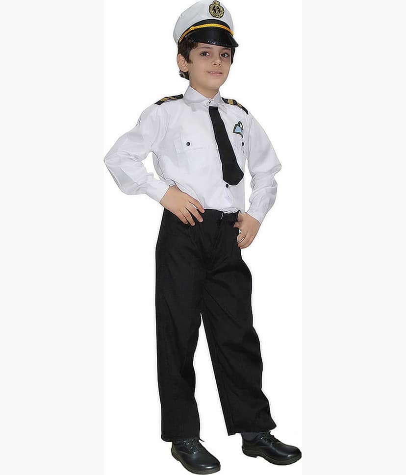 Kaku Fancy Dresses Our Community Helper Pilot Costume -Black & White, 3-4 Years, For Boys & Girls view 2