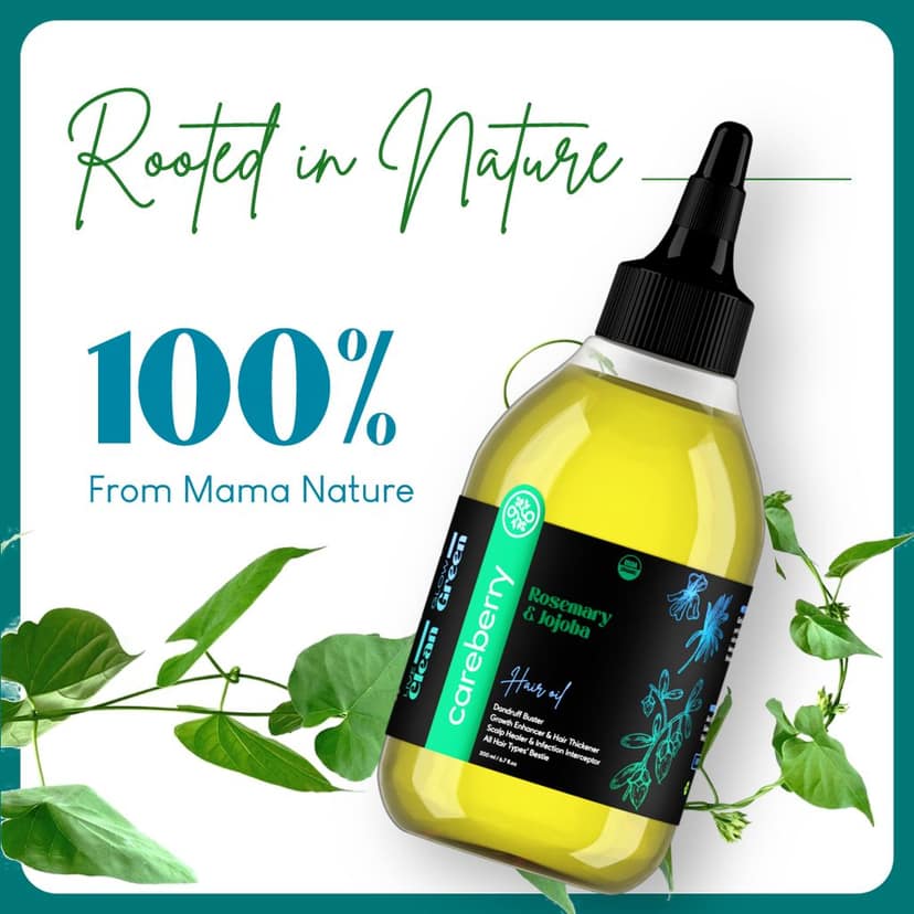 Careberry 100% Organic Rosemary & Jojoba Anti Dandruff Hair Oil, 100% Natural & Cold Pressed, Ayush Certified Ayurvedic 200ml view 7
