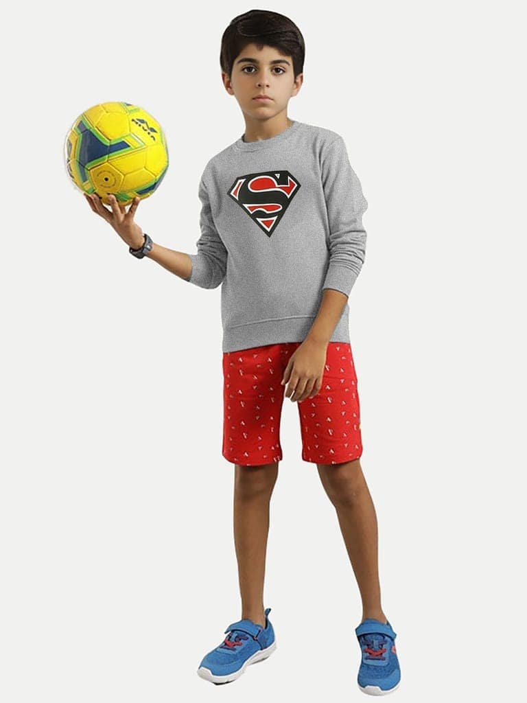 Boys Light Grey Superman Printed Sweatshirt view 2