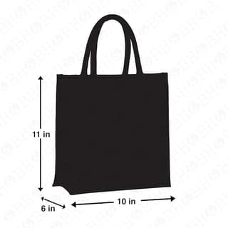 Black Canvas Tote Bag - 10" x 11" x 6"