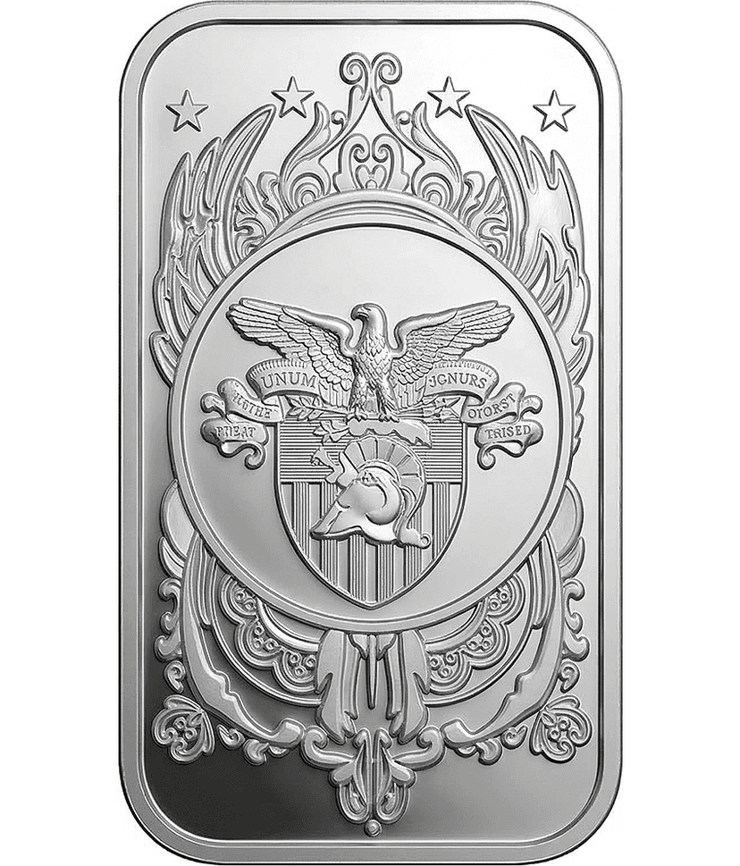 100 Gram American Indian Head & Eagle Shield Design – USA Fantasy Style Silver-Plated Coin Bar view 2