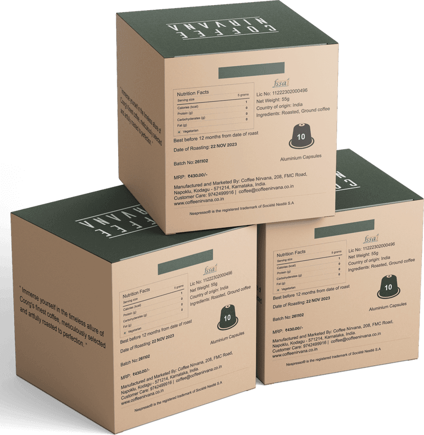 Coffee Nirvana, South Indian Filter Coffee, Box of 10, Nespresso Compatible Aluminum Capsules view 2