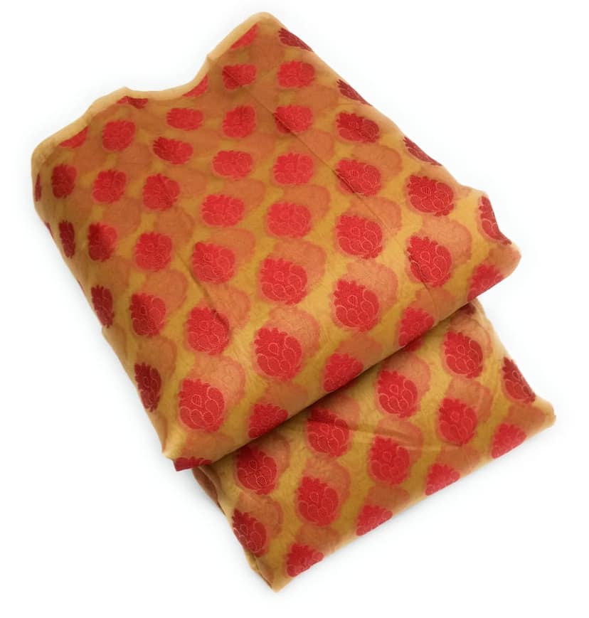 Women Chanderi Blend Cotton Banarasi Fabric for Blouse, Ethnic Wear, Evening Gowns, and Home Decor view 3