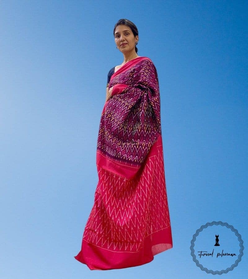 Pure Handloom Ikkat Cotton Sarees with Unique, Distinctive Patterns – Elegant & Sustainable view 3