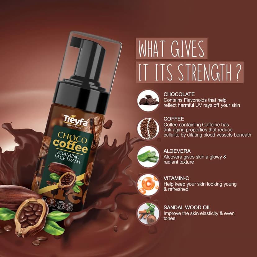 TREYFA Choco Coffee foaming face wash Skin Brightening, Radiance & Glow, Refreshing For All Skin Types (100 ml) view 2