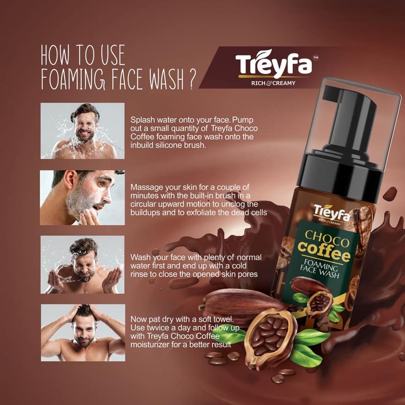TREYFA Choco Coffee foaming face wash Skin Brightening, Radiance & Glow, Refreshing For All Skin Types (100 ml) view 3