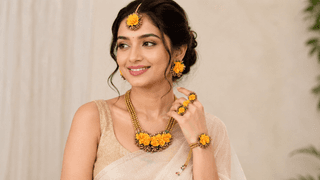 Handcrafted Haldi Ceremony Jewellery Set | Traditional Floral Bridal Jewellery