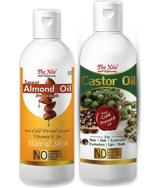 The Nile Sweet Almond 100 ML + Castor Oil 150 ML Hair Oils 250 mL Pack of 2