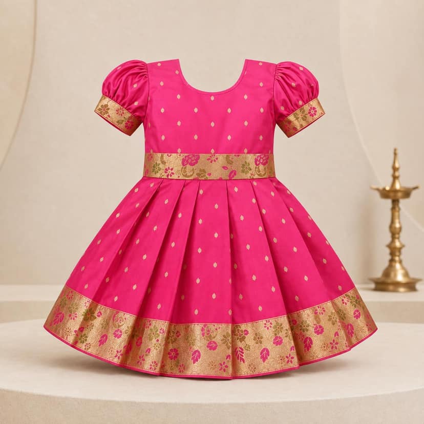 luster Frock taffata-Paithani Age (0 to 5) (4-5 Years, Peach) view 2