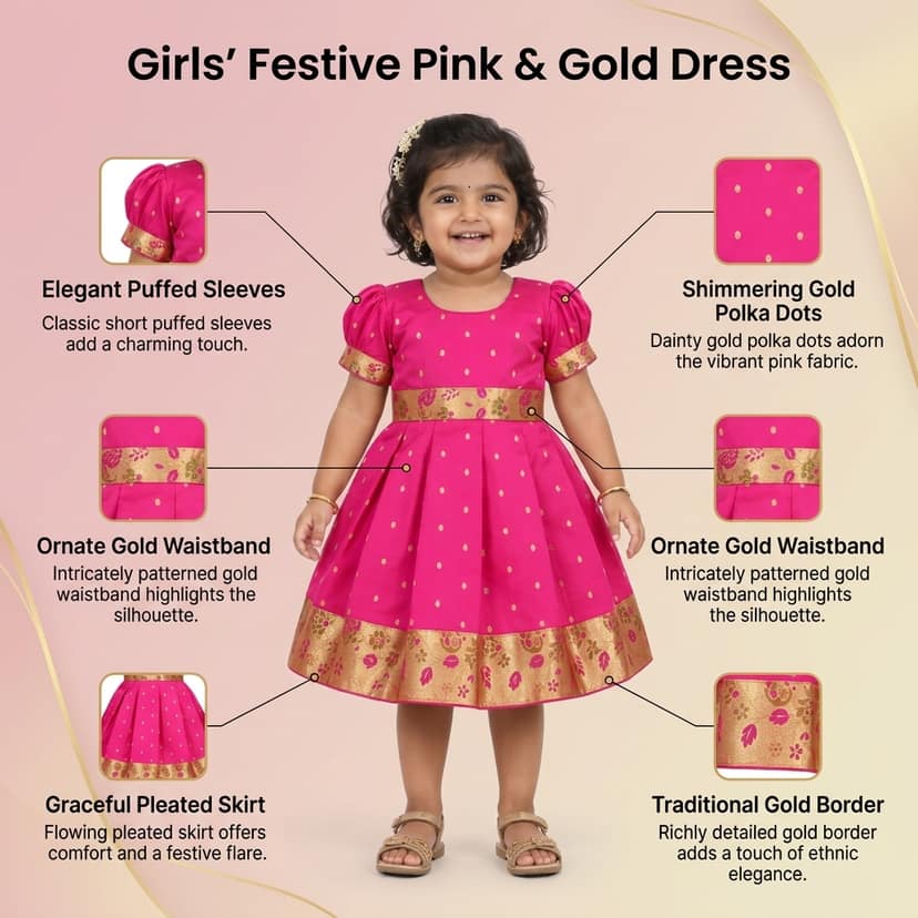 luster Frock taffata-Paithani Age (0 to 5) (4-5 Years, Peach) view 4