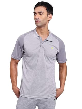 TECHNOSPORT Men's Solid Slim Fit T-Shirt LIGHT GRAY