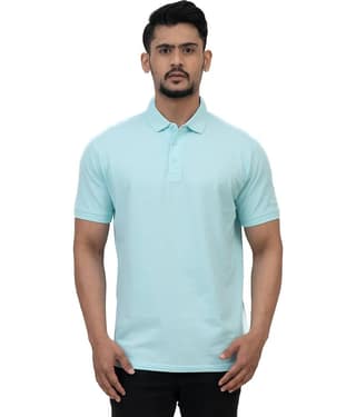 Cotstyle Pack of 1 Cotton Blend Regular Fit Solid Half Sleeves Men's Polo T Shirt ( Blue )