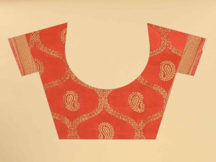 Women's Floral Cotton blend Saree With Blouse Piece view 5