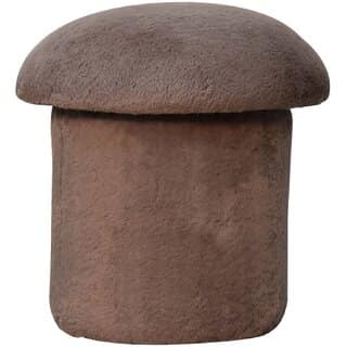Mocha Faux Fur Mushroom Footstool