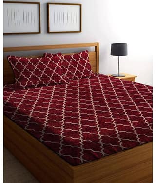 Aazeem Polyester 1 Double Bedsheet with 2 Pillow Covers ( Maroon )