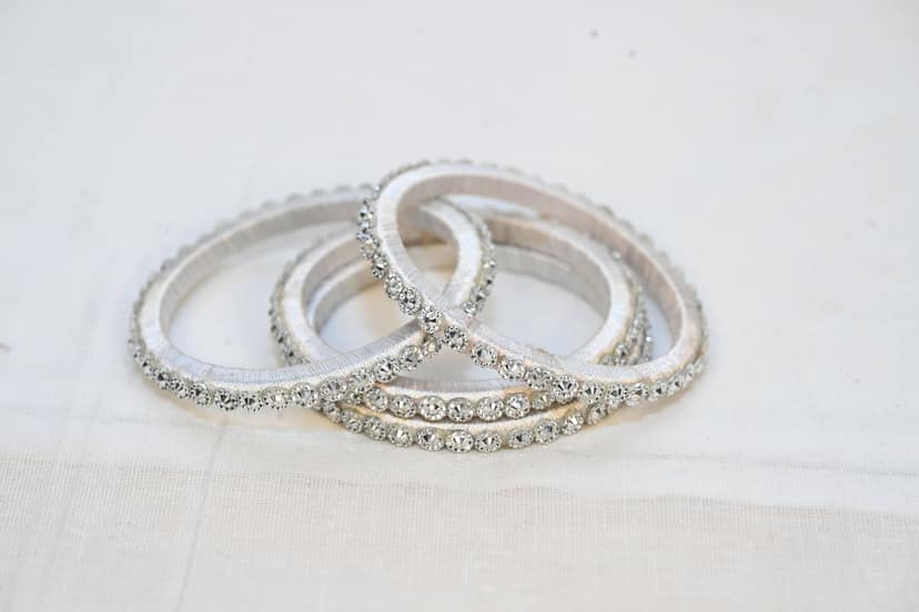 white thread bangle set - 04 view 2