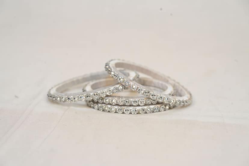 white thread bangle set - 04 view 3