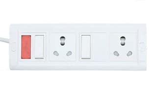 INDRICO? Polycarbonate Modular 2 Socket, 2 Switch 15/16 AMP 1.5mm 3 core Copper Wire Extension Board (White)