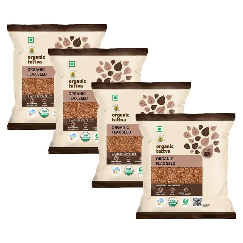Organic Tattva Organic Flax Seeds - 100g x Pack of 4